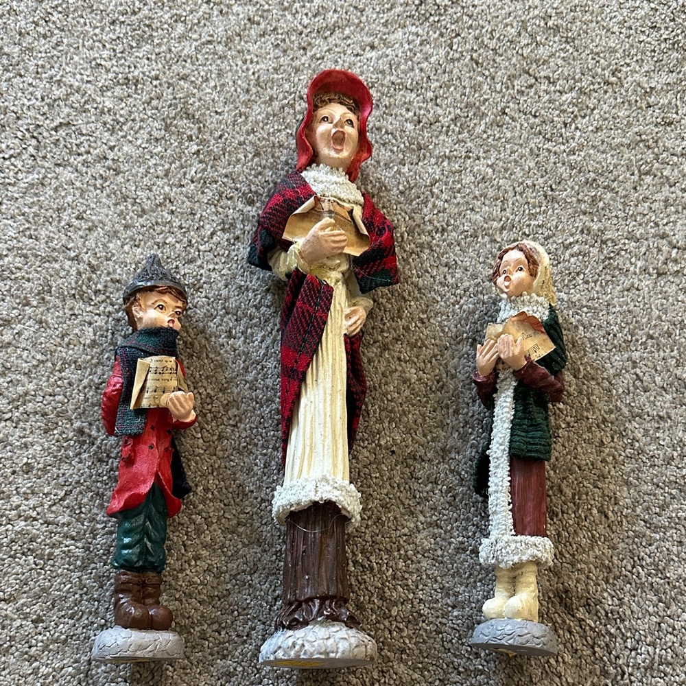 Vintage Resin  pencil shaped holiday carolers set of 3